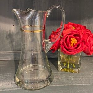 Vintage Gold Trim Glass Pitcher
